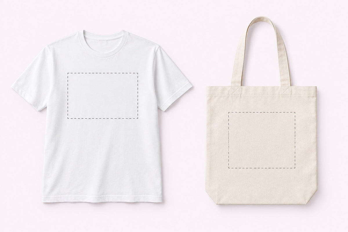 Shirt en tas met voorbeeldvlakken voor een transfer