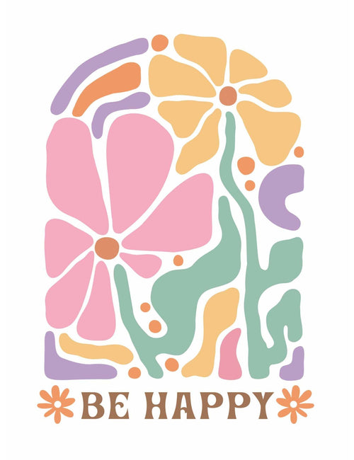 Be Happy - Abstrakte Blume | Bügelbild