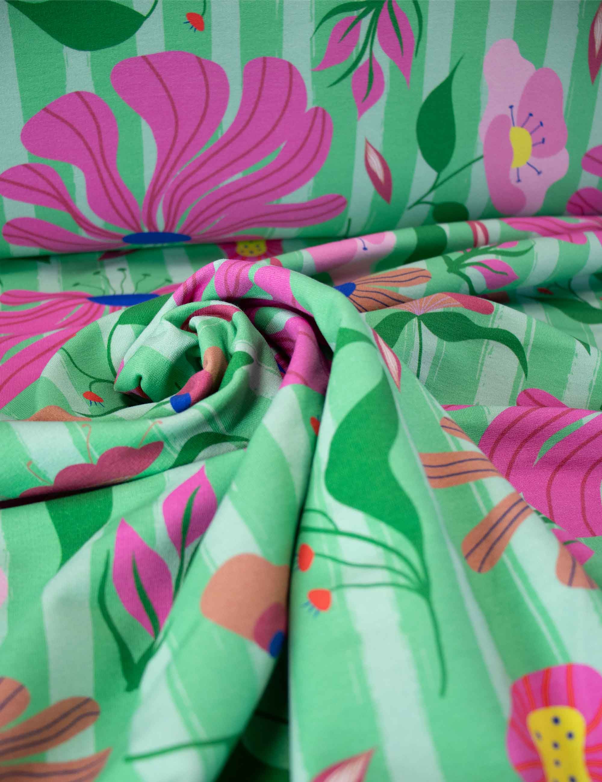 Bloom Boom Apfelgrün | French Terry | 170 cm breit