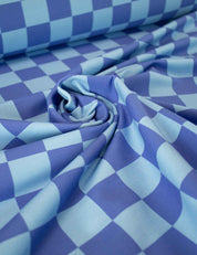 Karomuster in kräftigem Blau und Königsblau | French Terry | 170 cm breit