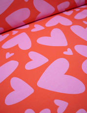 Bold Hearts Rot | French Terry | 170 cm breit