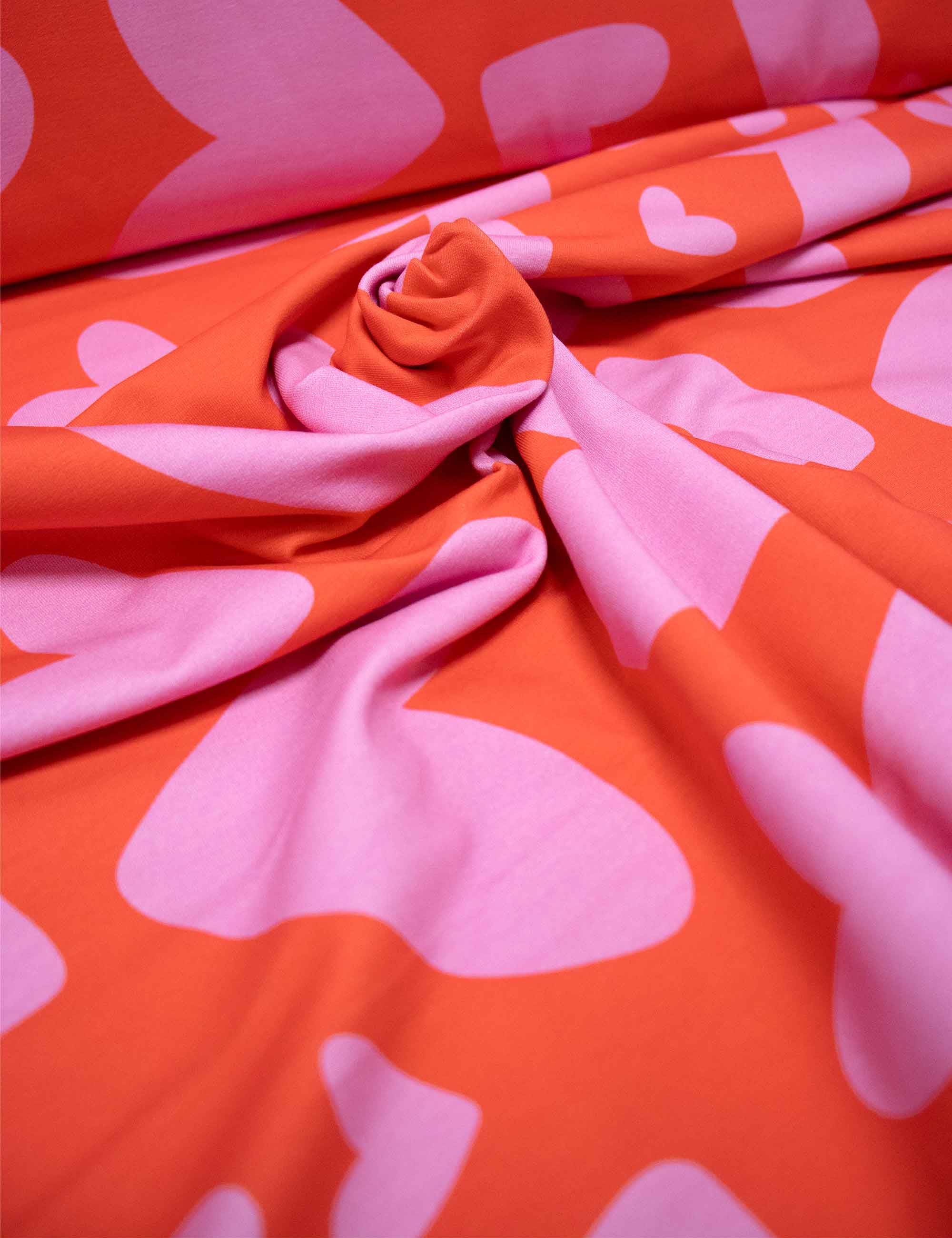 Bold Hearts Rot | French Terry | 170 cm breit