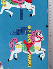 Carousel Horse Voltage Blue – French-Terry-Stoff – 170 cm breit
