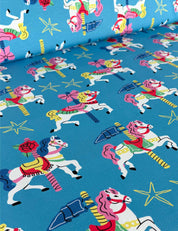 Carousel Horse Voltage Blue – French-Terry-Stoff – 170 cm breit