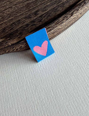 Double Heart Blue | Gewebtes Nähetikett