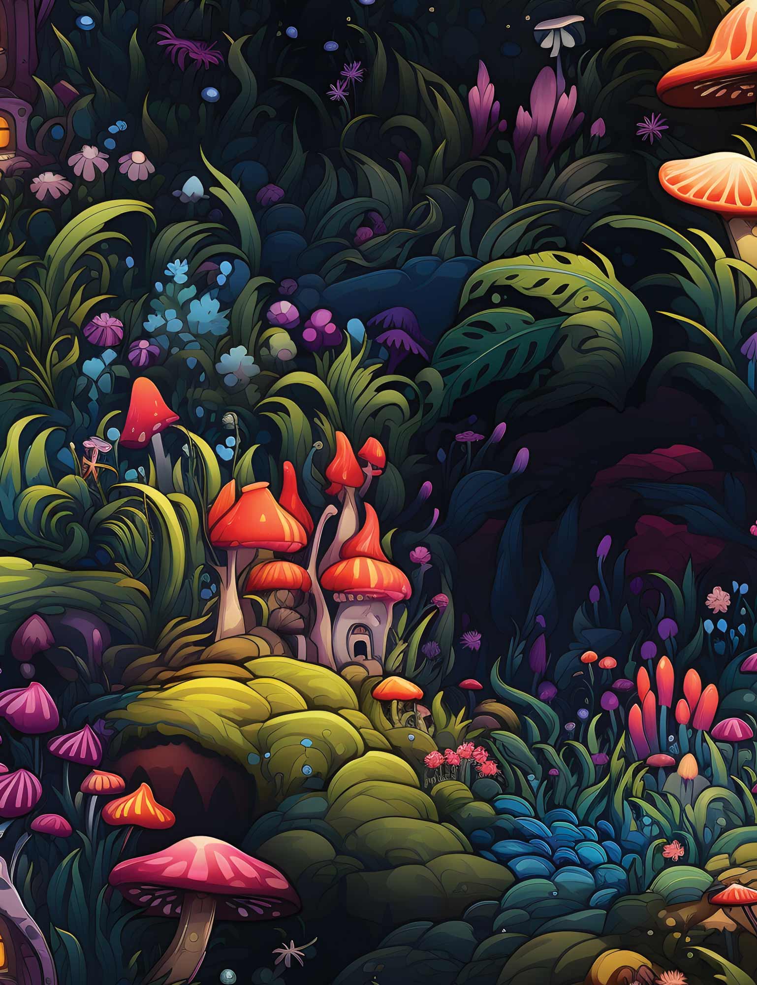 Fairy Forest Midnight Garden | French Terry | 170 cm breit