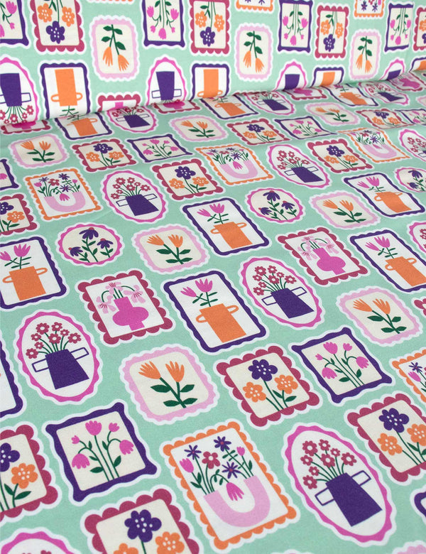 Blumenstempel Mint Vibe | Trikot | 170 cm breit