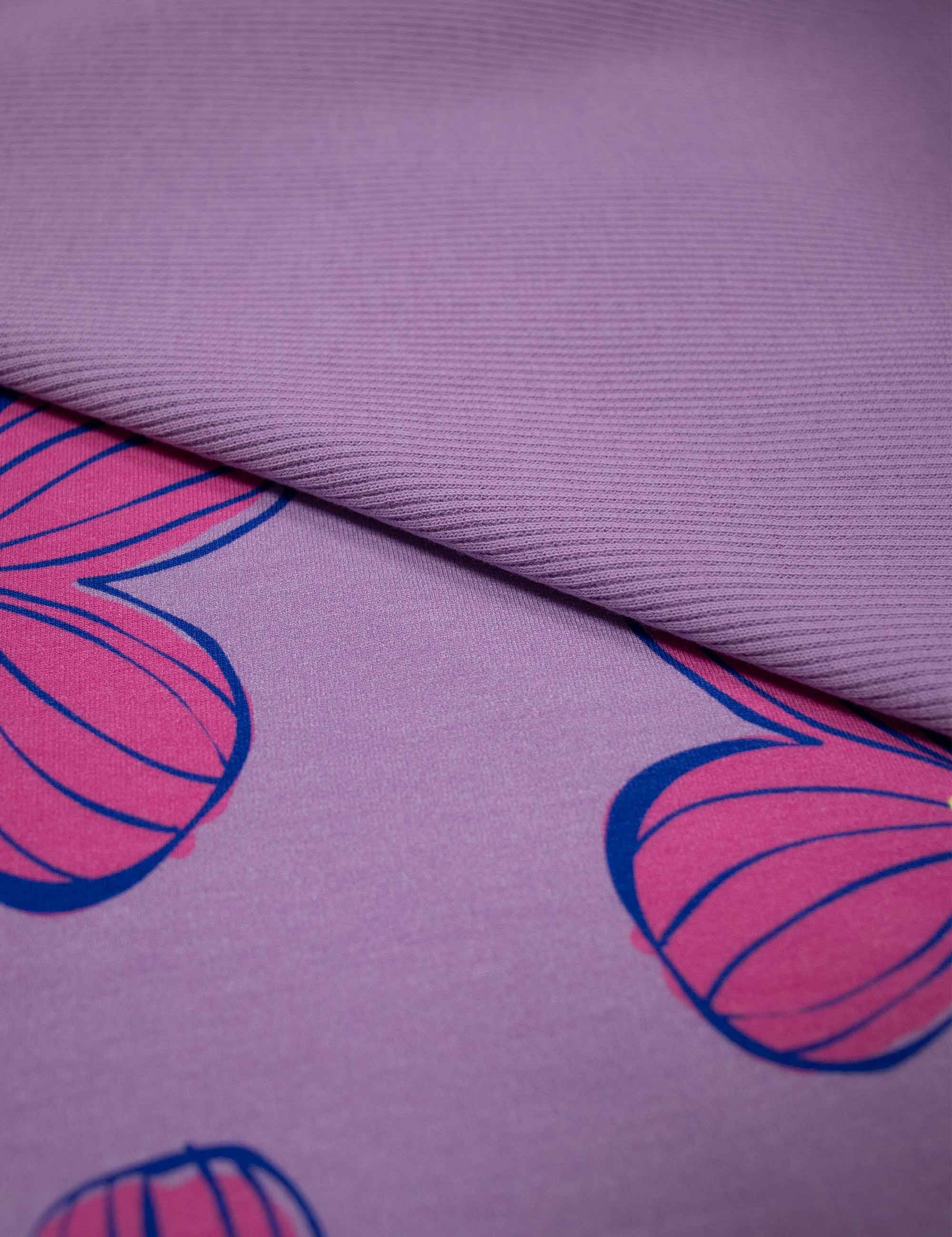 Fliederfarbenes Blumenmuster | French Terry | 170 cm breit