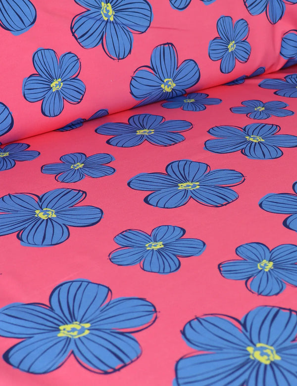 Funky Florals Coral Crush | French Terry | 170cm breit