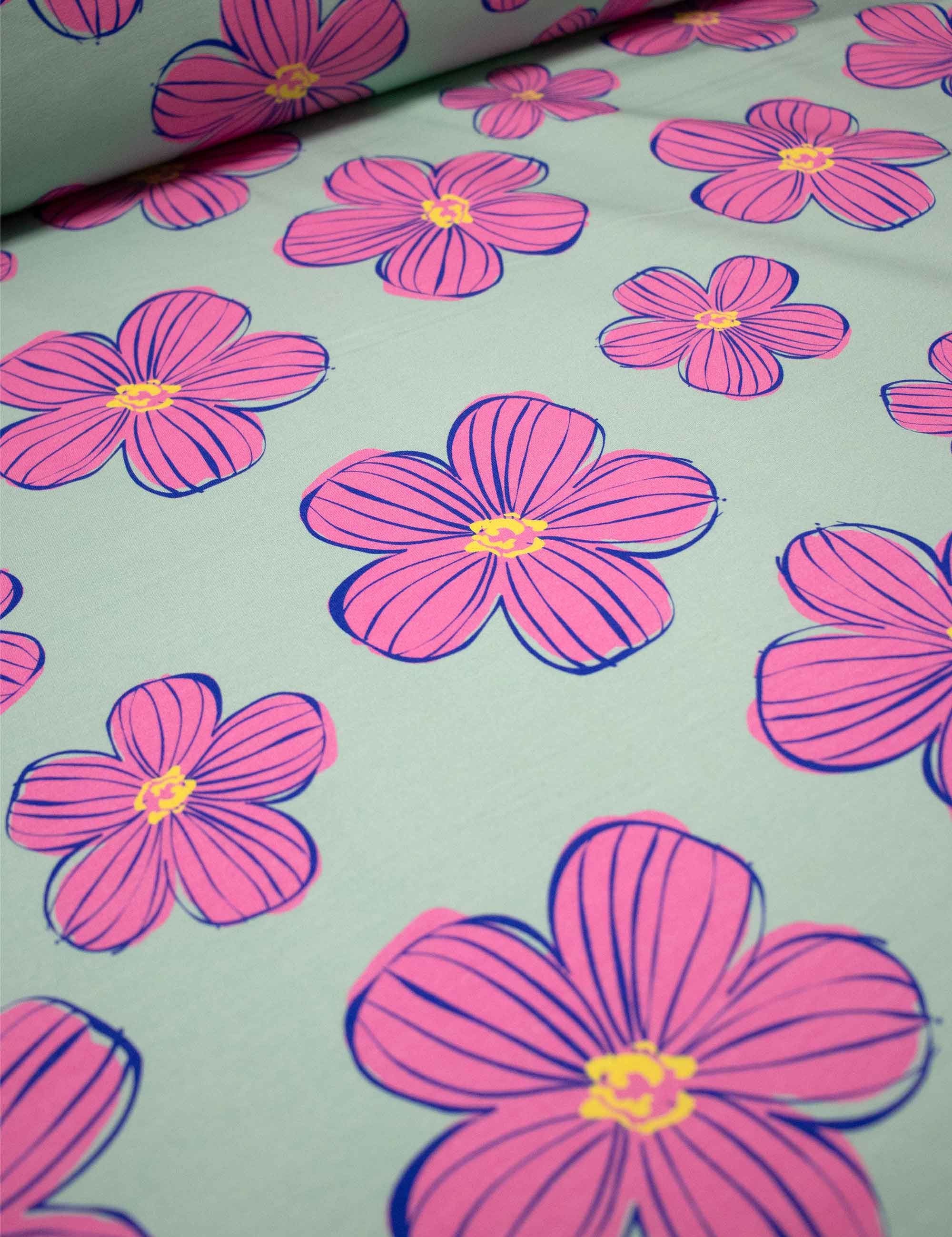 Funky Florals Mint | French Terry | 170 cm breit