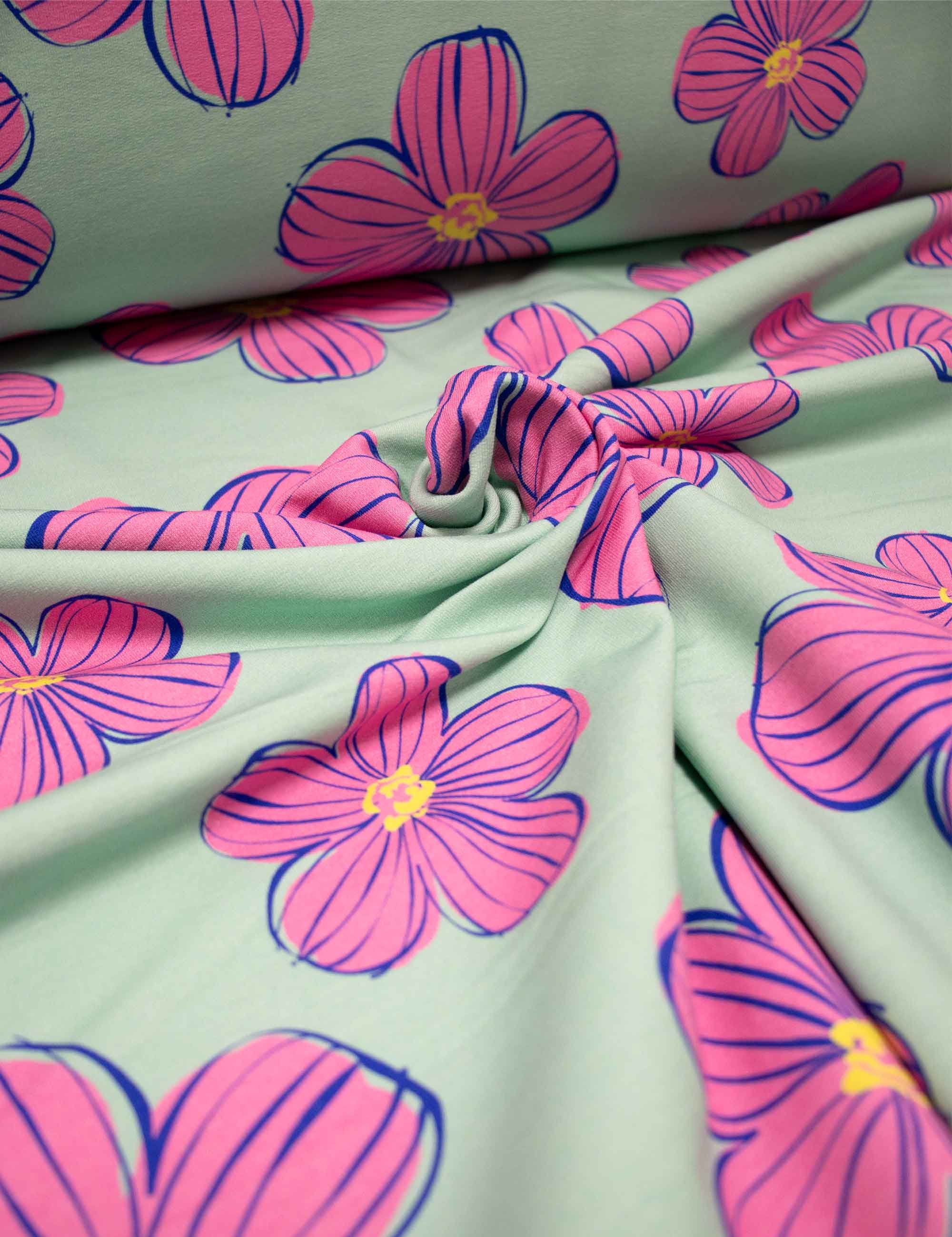 Funky Florals Mint | French Terry | 170 cm breit