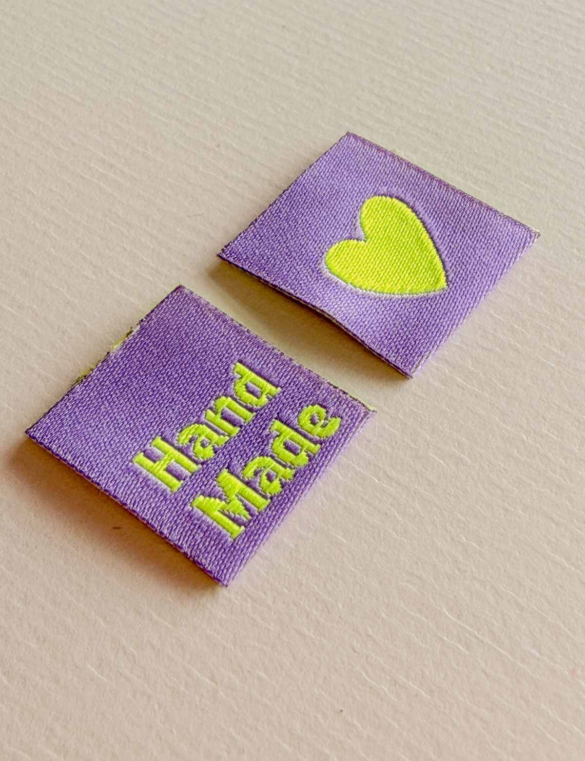 Hand Made Hearts Lilac | Gewebtes Nählabel