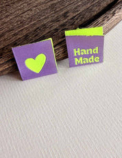 Hand Made Hearts Lilac | Gewebtes Nählabel