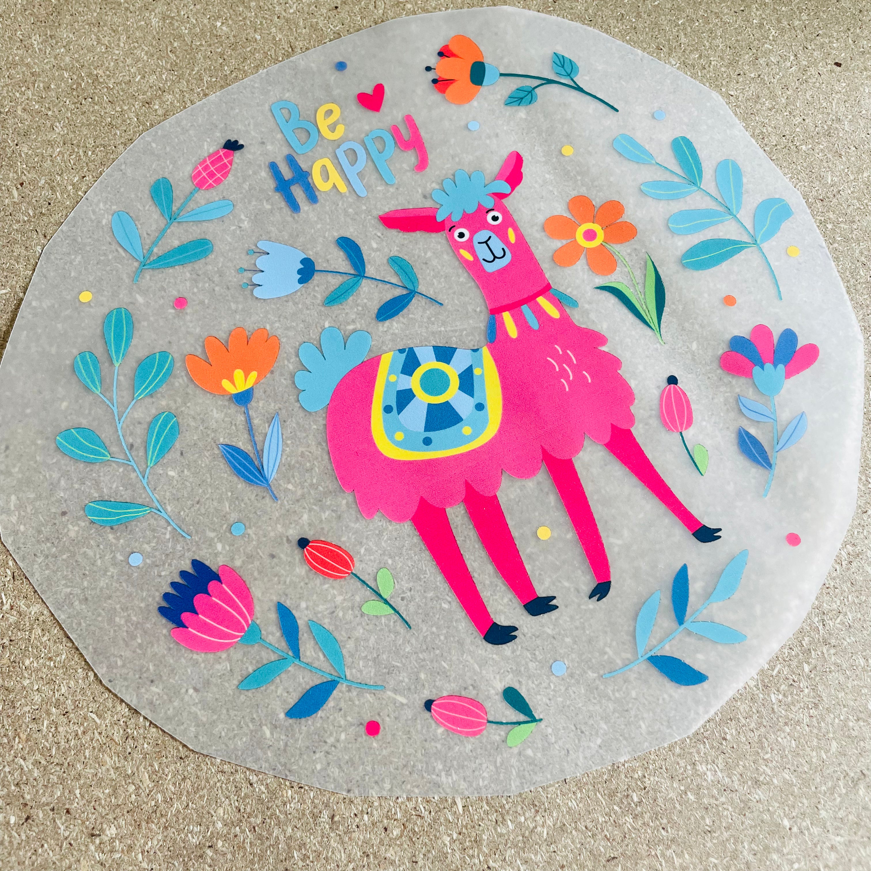Be Happy - Lustiges Lama | Bügeltransfer