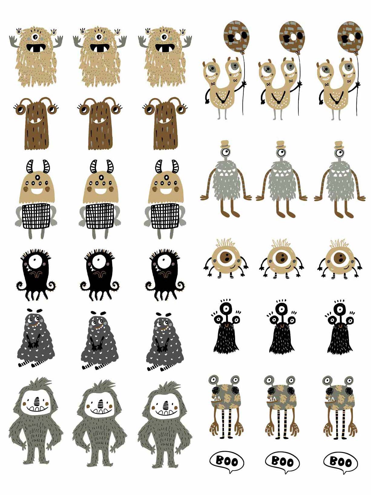 Monsters Beige - Fabric Frenzy