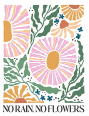 No Rain No Flower - Floral | Bügelbild