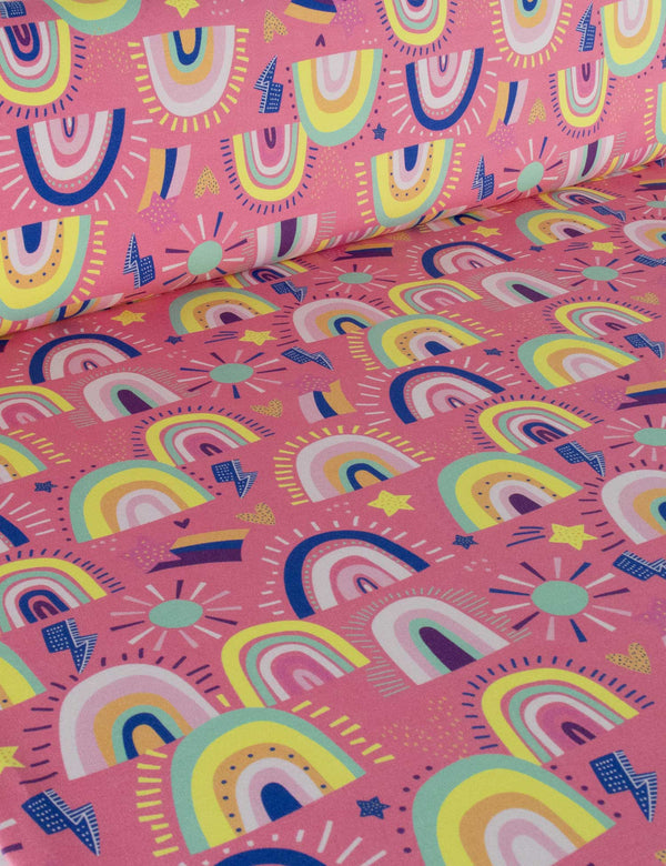 Rainbow Rush Coral Crush | French Terry | 170 cm breit