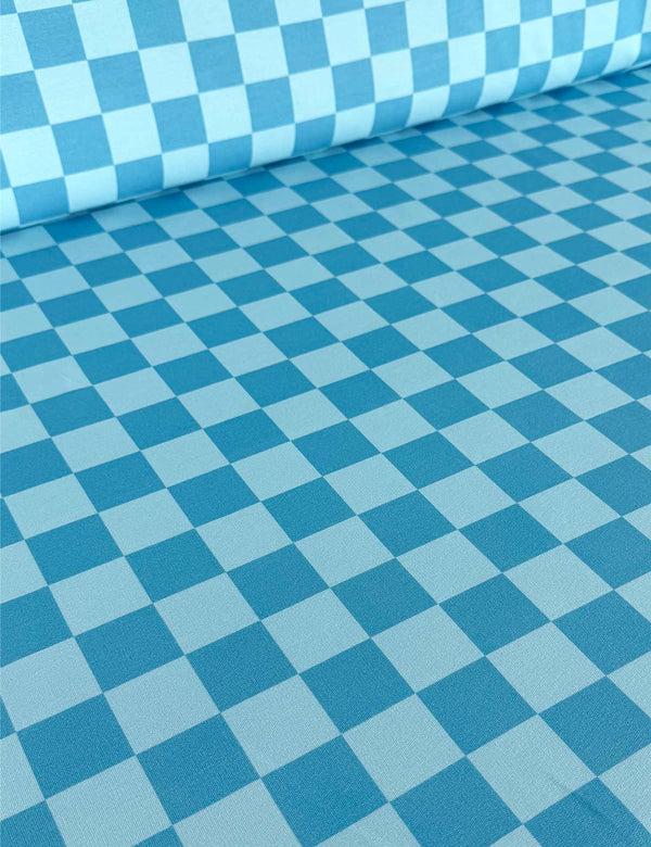 Voltage Blue Checker | French Terry | 170 cm breit
