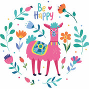 Be Happy - Lustiges Lama | Bügeltransfer