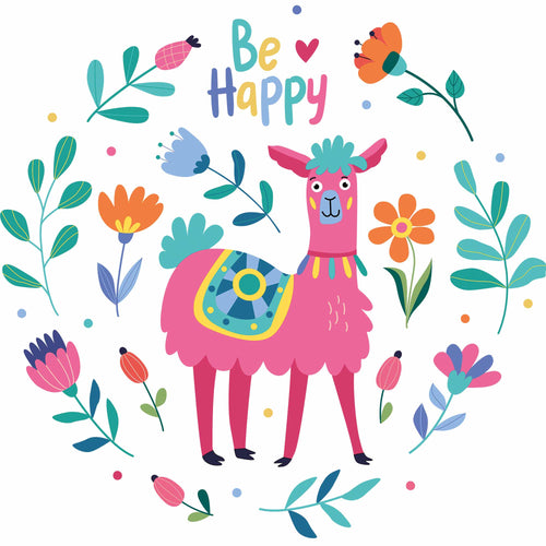 Be Happy - Lustiges Lama | Bügeltransfer