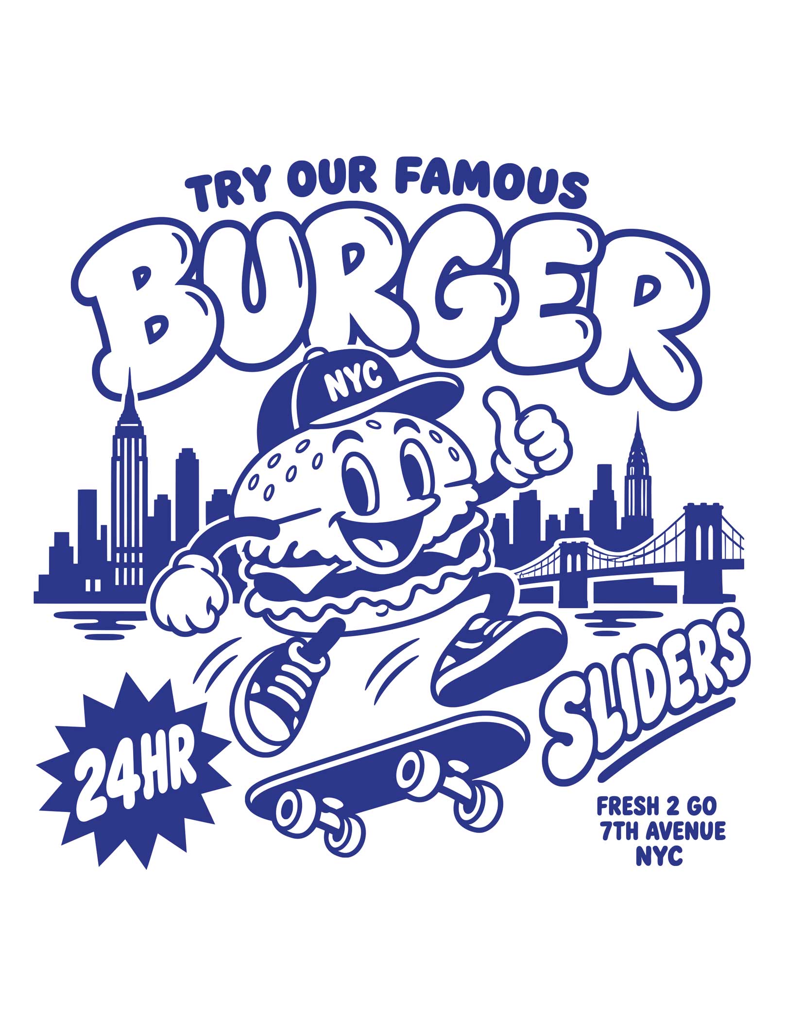 Burger Diner — Blue DTF-strijktransfer uit Snack Attack