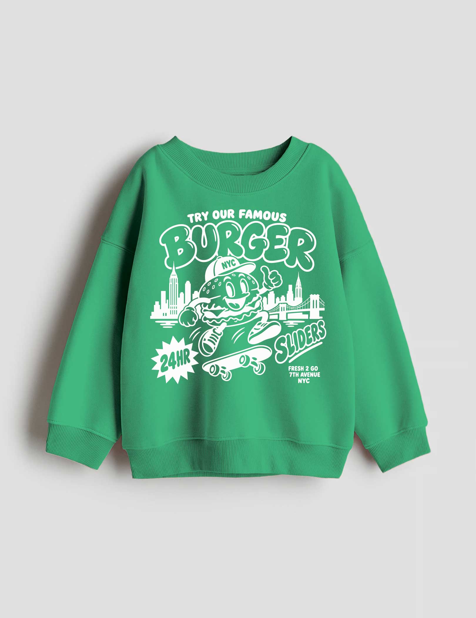 Burger Diner — White strijktransfer op een trui – inspiratievoorbeeld