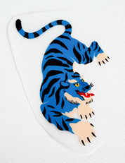 Blauer Tiger Sprung - Karussell Kampf | Bügelbild