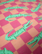 130cm Croco Berry Check French Terry