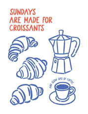 Sonntage sind wie geschaffen für Croissants – Handgezeichnet | Bügelbild