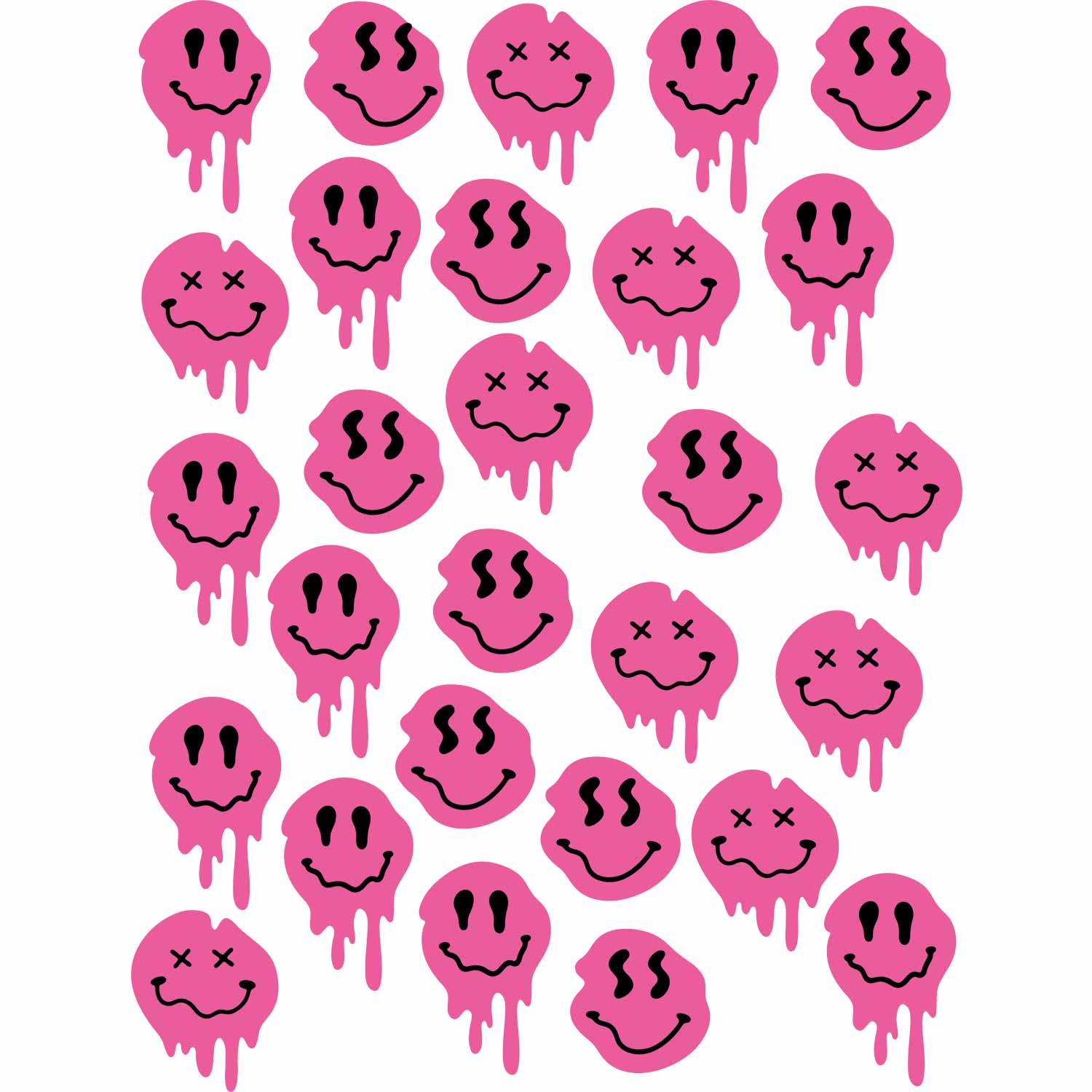 Drip Smileys Pink | All-Over Transferbogen