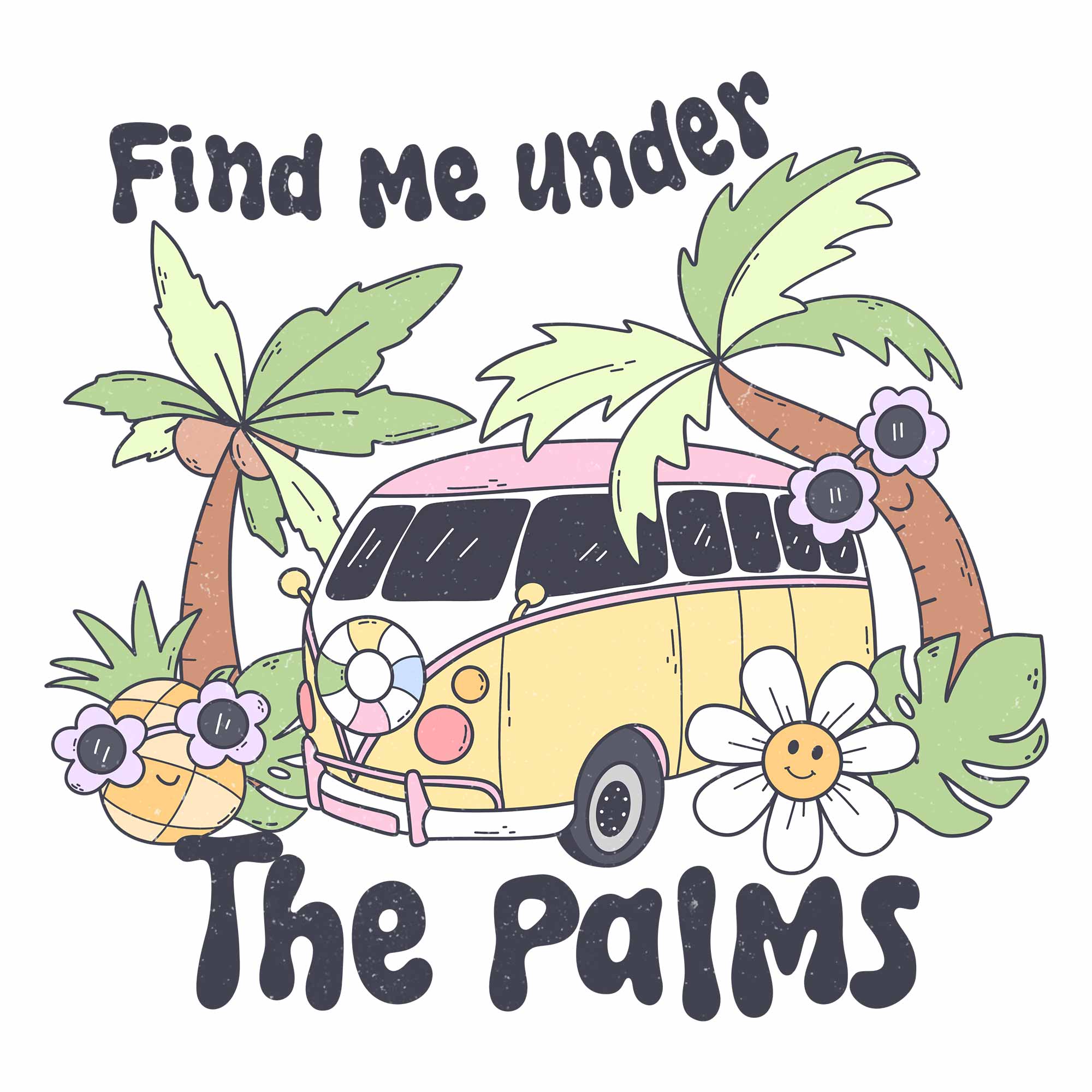 Find me under the palms - Pink Summer | Bügelbild