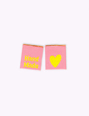 Hand Made Hearts Peach | Gewebtes Nählabel