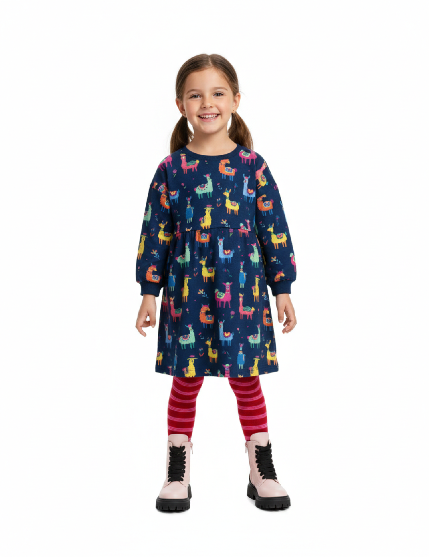 Happy Llamas Rhino Blue | French Terry | 170 cm breit
