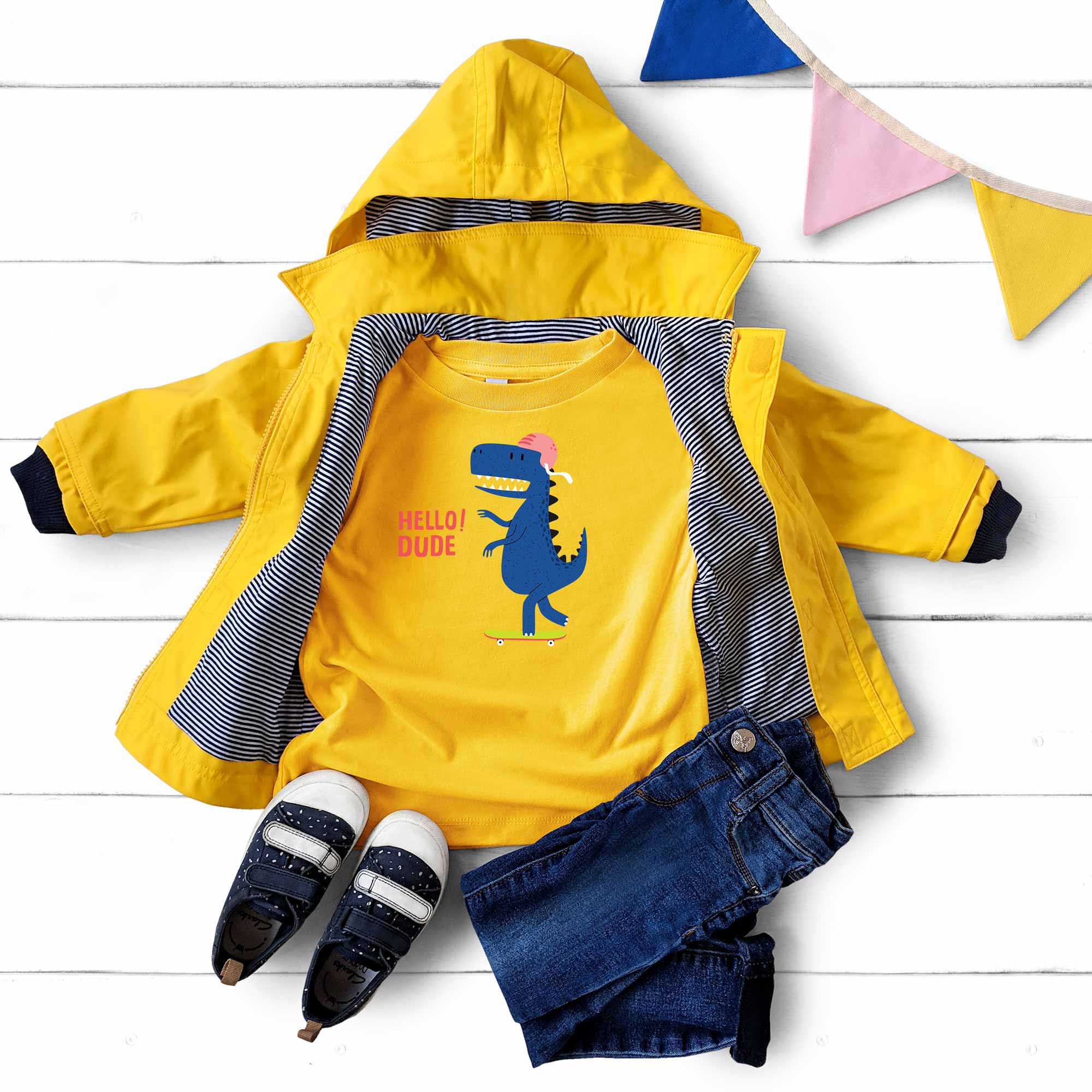 Hello Dude Blue Dino | Bügelbilder
