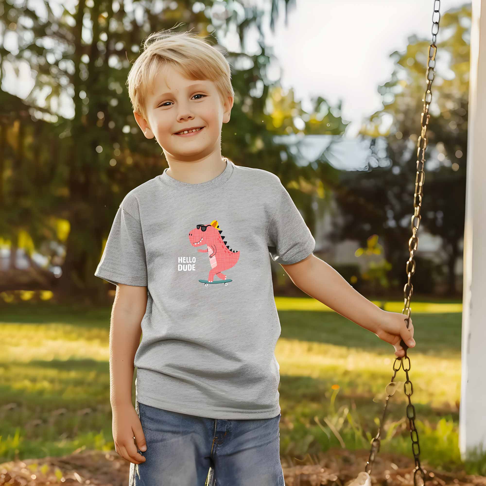 Hello Dude Red Dino | Bügelbilder