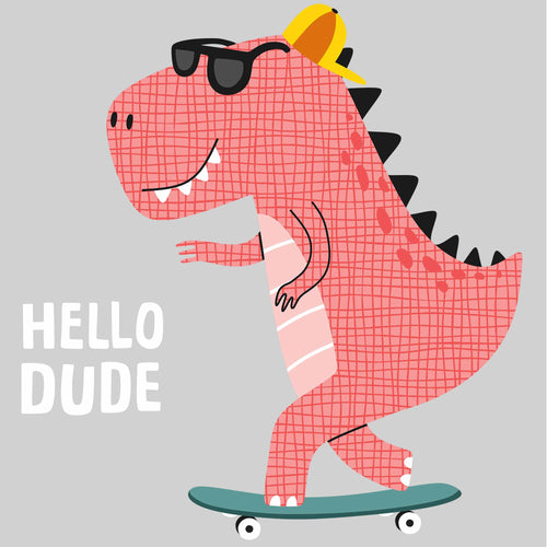 Hello Dude Red Dino | Bügelbilder