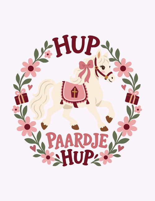 Hup paardje – Bloemen | Sinterklaas Strijktransfer