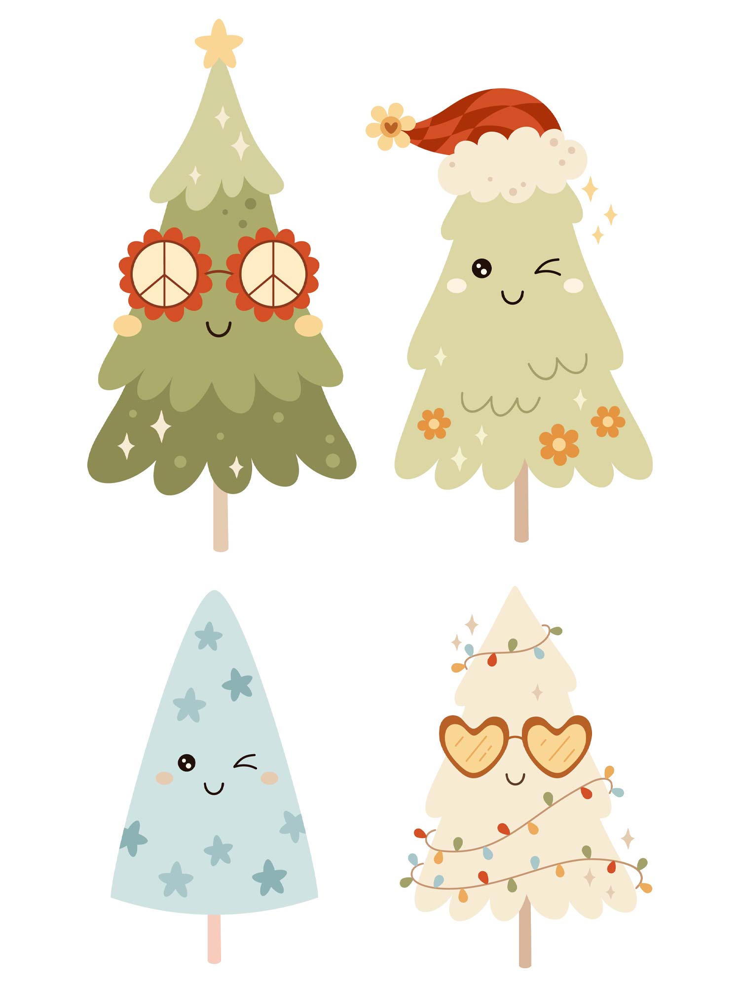 Weihnachtsbäume Boys Grün – All-over-Transferbogen – Übersicht