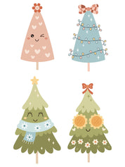 Weihnachtsbäume Girls Grün – All-over-Transferbogen – Übersicht