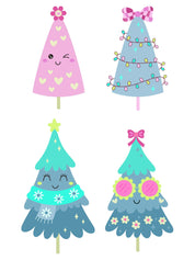 Weihnachtsbäume Girls Rosa – All-over-Transferbogen – Übersicht
