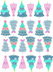 Weihnachtsbäume Girls Rosa – All-over-Transferbogen
