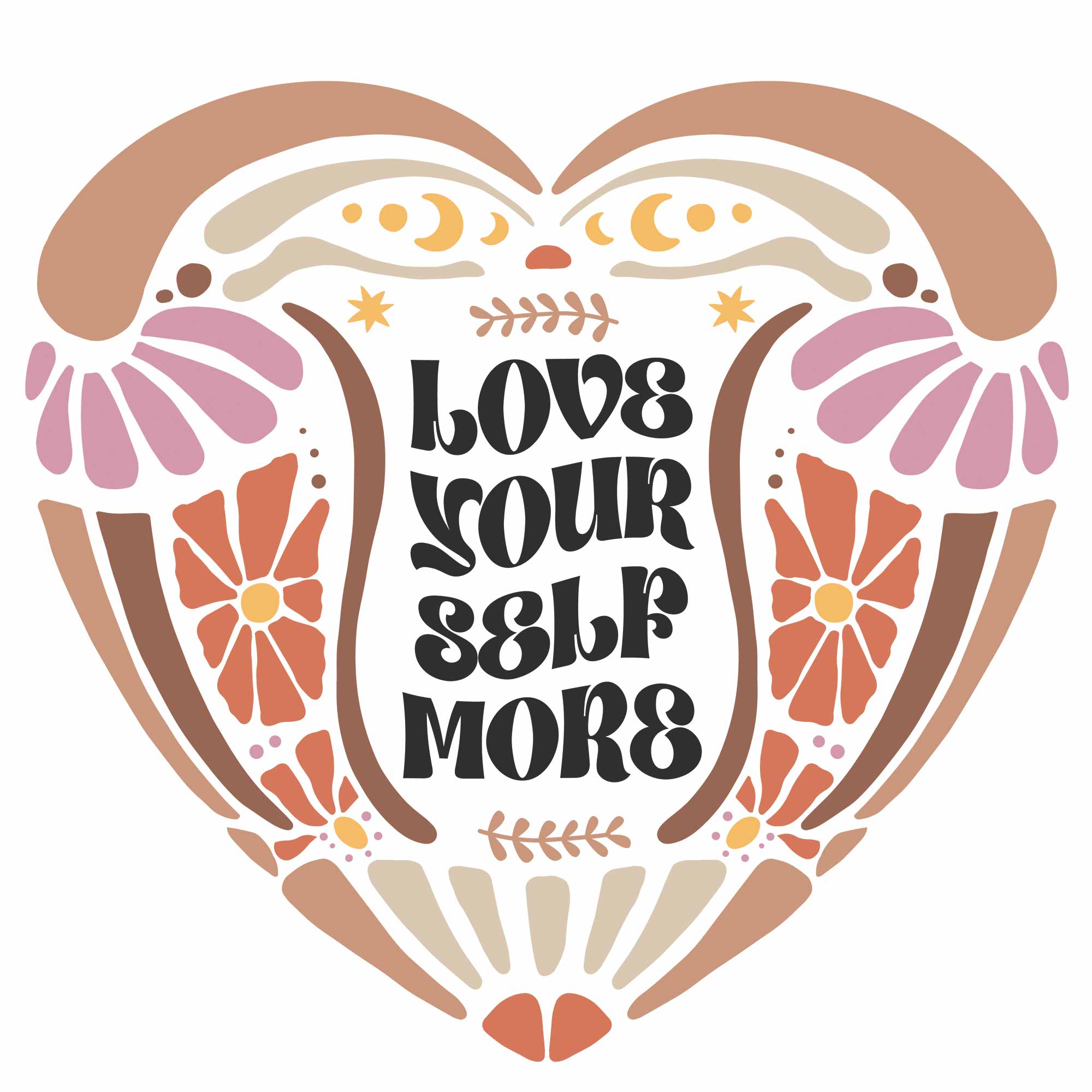 Liebe dich selbst mehr – Boho-Herbst-Bügelbild