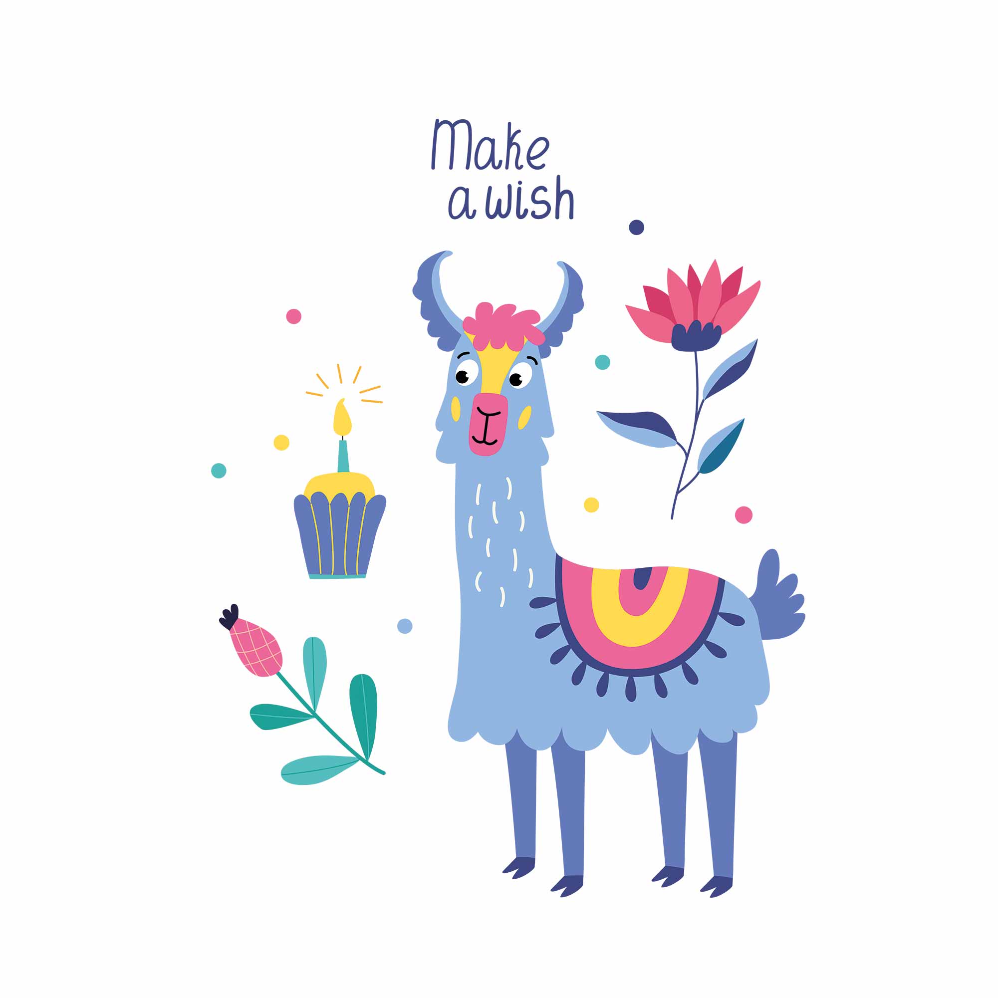 Make a Wish - Lustiges Lama | Bügeltransfer