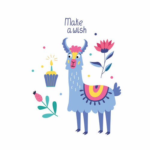 Make a Wish - Lustiges Lama | Bügeltransfer