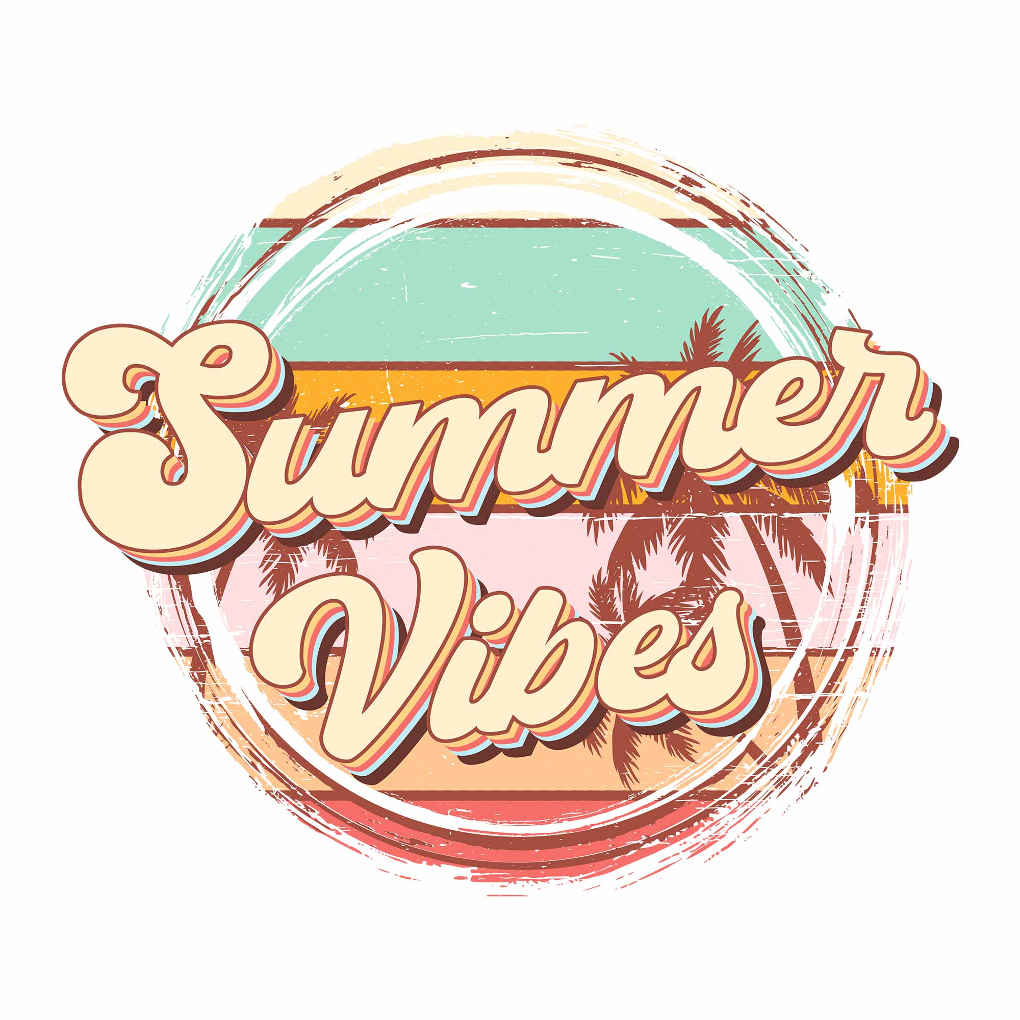 Summer Vibes Runde - Retro Sommerkleidung Transfer