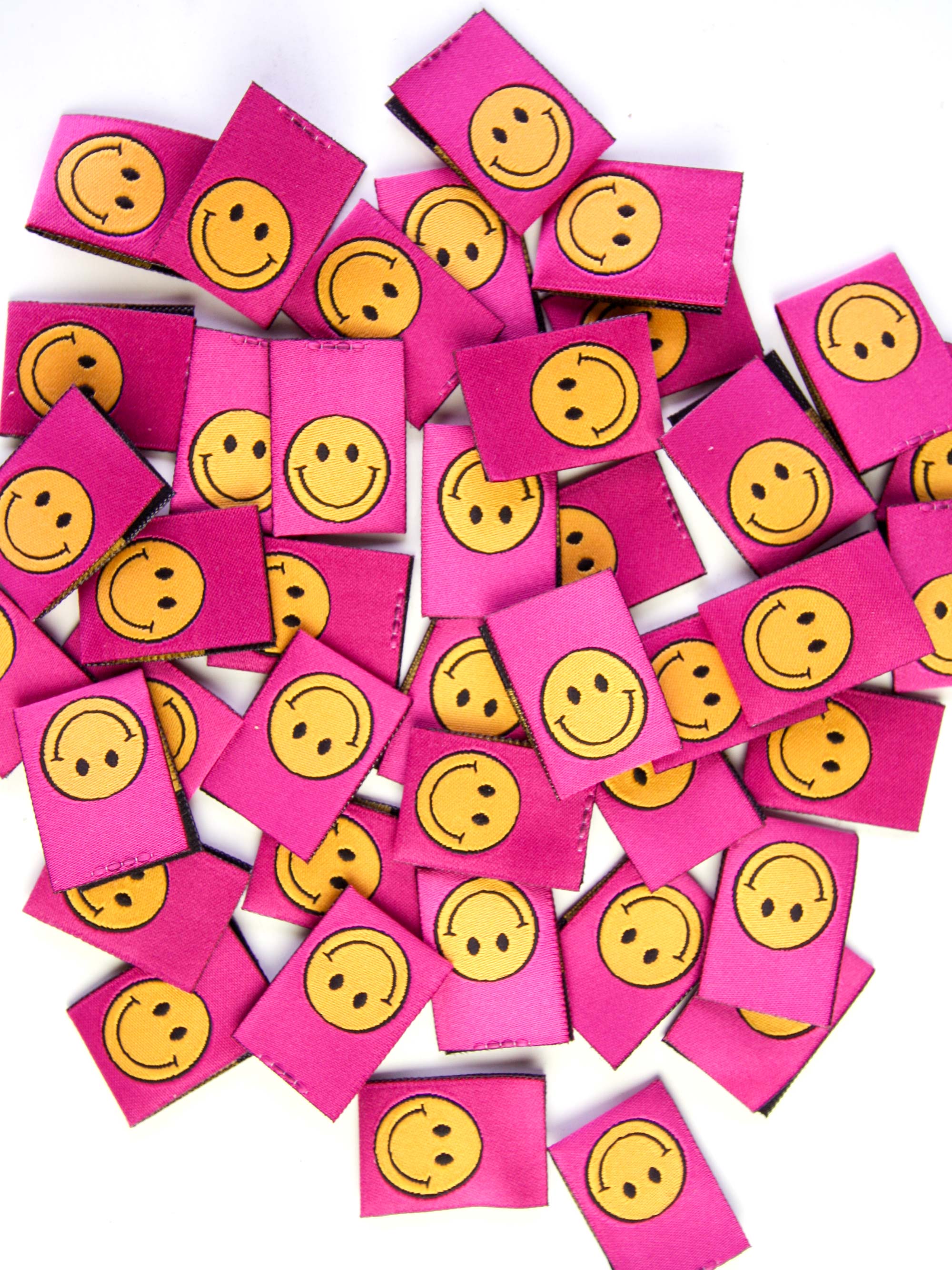 Smileys Pink  | Gewebtes Kleidungsetikett