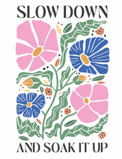 Slow Down – Blumenmuster | Bügelbild