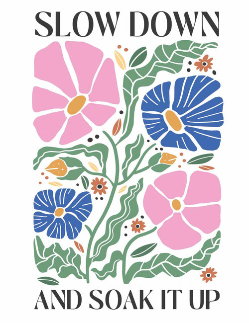 Slow Down – Blumenmuster | Bügelbild