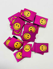 Smileys Pink  | Gewebtes Kleidungsetikett