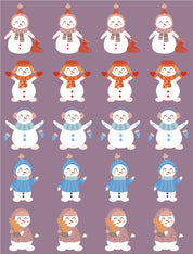 Schneemänner Blau – All-over-Transferbogen